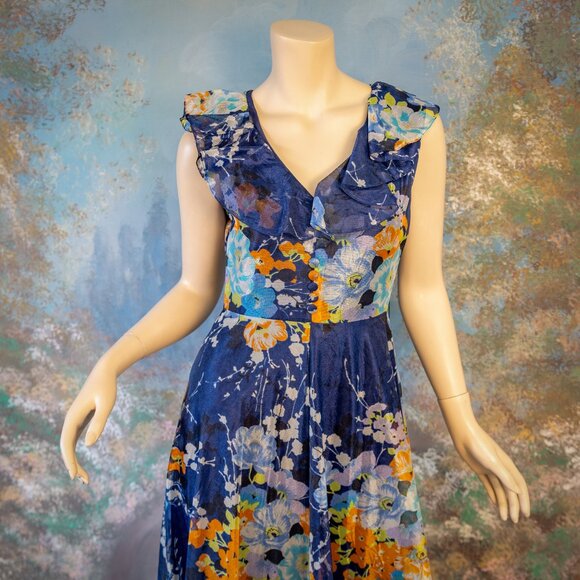 Vintage Berkertex Sleeveless Floral Maxi Dress (Made in England) * Small - Picture 5 of 16